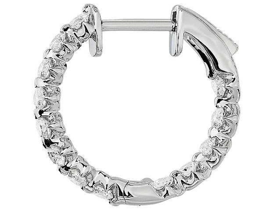 Earrings | Blue Nile Floating Diamond Eternity Hoop Earrings In 14K White Gold (1 Ct. Tw.)