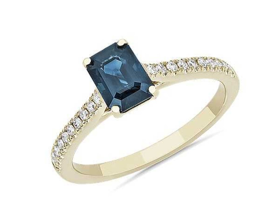 Rings | Blue Nile Emerald Cut Sapphire Fashion Ring In 14K Yellow Gold (7X5Mm)