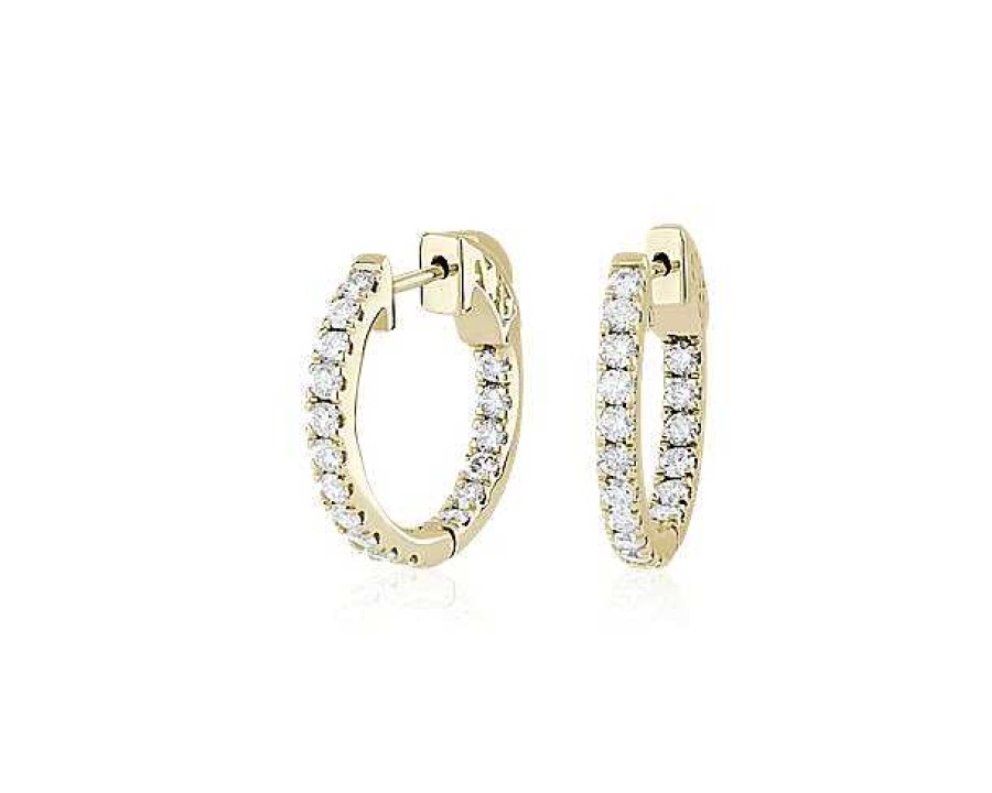 Earrings | Blue Nile The Perfect Diamond Hoops In 14K Yellow Gold (1 Ct. Tw.)