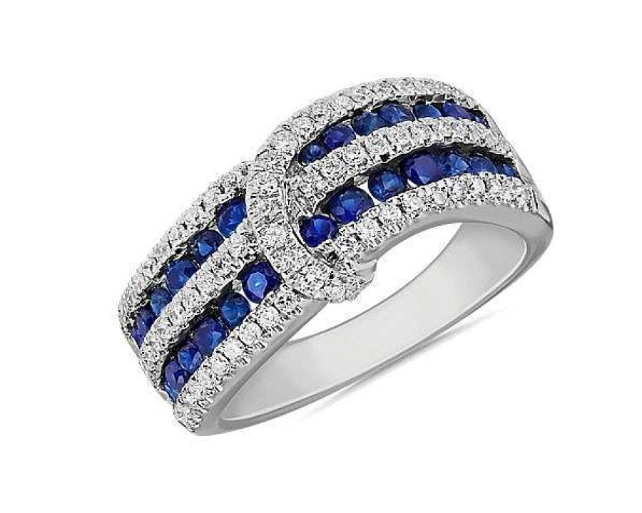 Rings | Blue Nile Sapphire And Diamond Crossover Ring In 14K White Gold