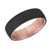 Men'S Rings | Blue Nile Two-Tone Stone Finish Wedding Ring In Tantalum And 14K Rose Gold (6.5Mm)