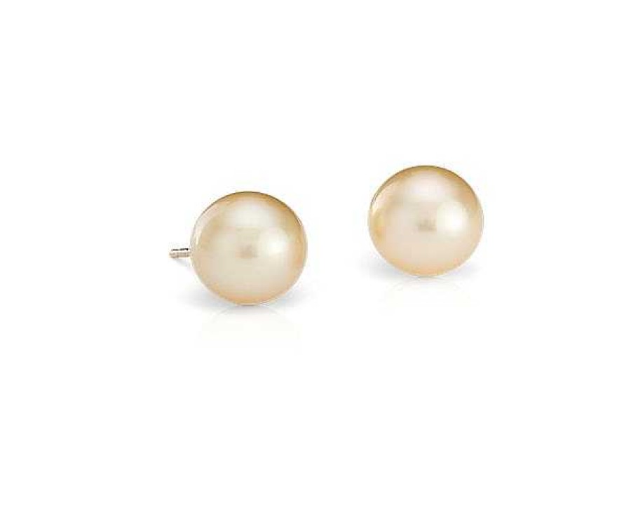 Earrings | Blue Nile Golden South Sea Cultured Pearl Stud Earrings In 18K Yellow Gold (9.4Mm)