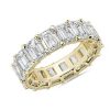 Women'S Rings | Blue Nile Emerald Cut Diamond Eternity Ring In 14K Yellow Gold (11 Ct. Tw.)