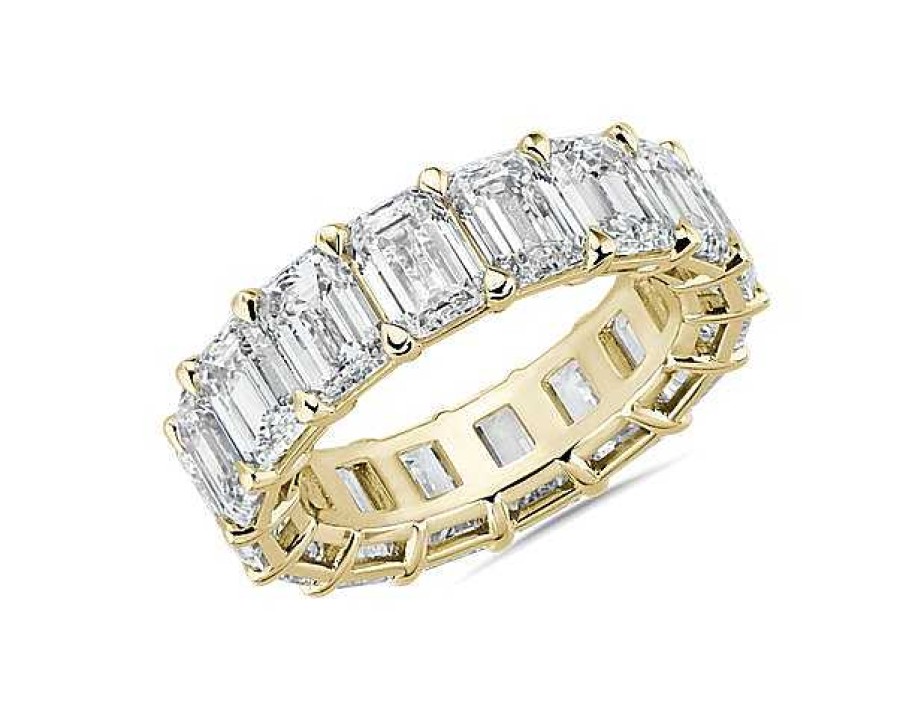 Women'S Rings | Blue Nile Emerald Cut Diamond Eternity Ring In 14K Yellow Gold (11 Ct. Tw.)