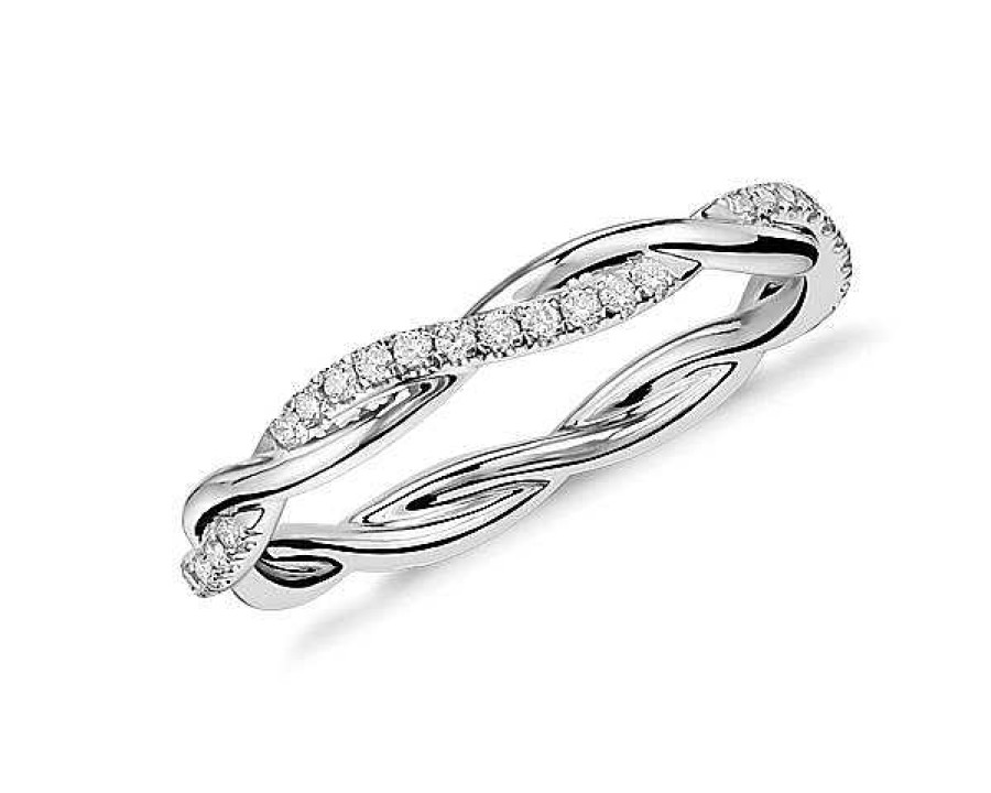 Women'S Rings | Blue Nile Petite Twist Diamond Eternity Ring In 14K White Gold (1/5 Ct. Tw.)