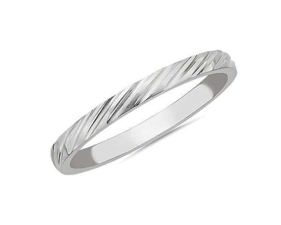 Women'S Rings | Blue Nile Angled Stripe Stackable Ring In 14K White Gold (2Mm)