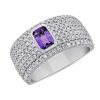 Rings | Blue Nile Emerald Cut Bezel Set Amethyst Pav Ring In Platinum (1 Ct. Tw.)