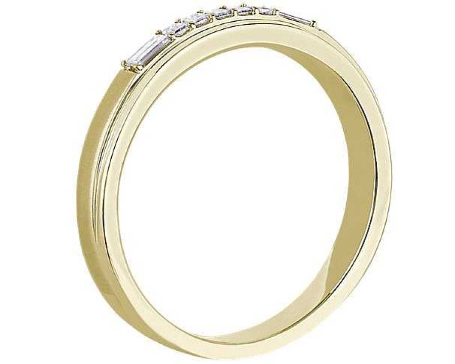 Men'S Rings | Blue Nile Men'S Princess And Baguette Diamond Wedding Ring In 14K Yellow Gold (1/5 Ct. Tw.)