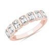 Women'S Rings | Blue Nile 7 Stone Emerald Bezel Diamond Anniversary Ring In 14K Rose Gold (1 3/4 Ct. Tw.)