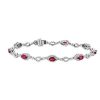 Bracelets | Blue Nile Oval Ruby And Round Diamond Bracelet In 14K White Gold