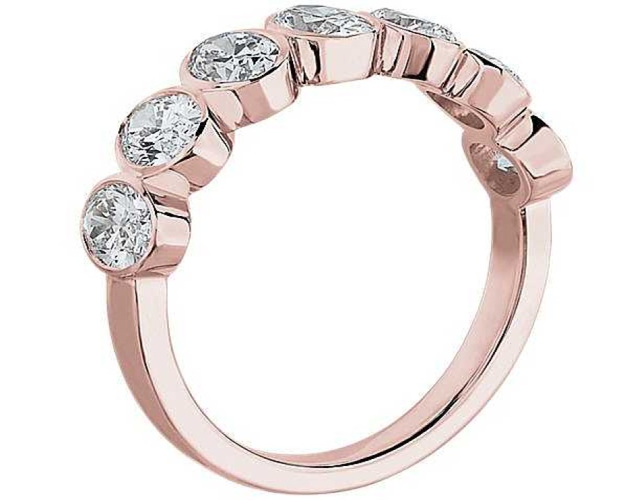 Women'S Rings | Blue Nile 7 Stone Oval Bezel Diamond Anniversary Ring In 14K Rose Gold (1 3/4 Ct. Tw. Tw)