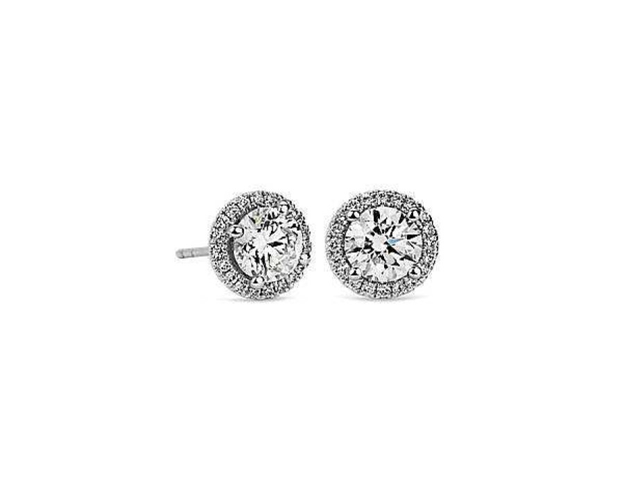 Earrings | Blue Nile Diamond Halo Stud Earrings In 14K White Gold (2 1/2 Ct. Tw.)