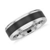 Men'S Rings | Blue Nile Satin Finish Wedding Ring In Black Titanium And 14K White Gold (7Mm)