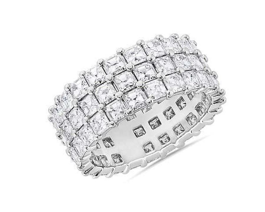 Rings | Blue Nile Triple Row Asscher Eternity Ring In Platinum (5 5/8 Ct. Tw Tw.)