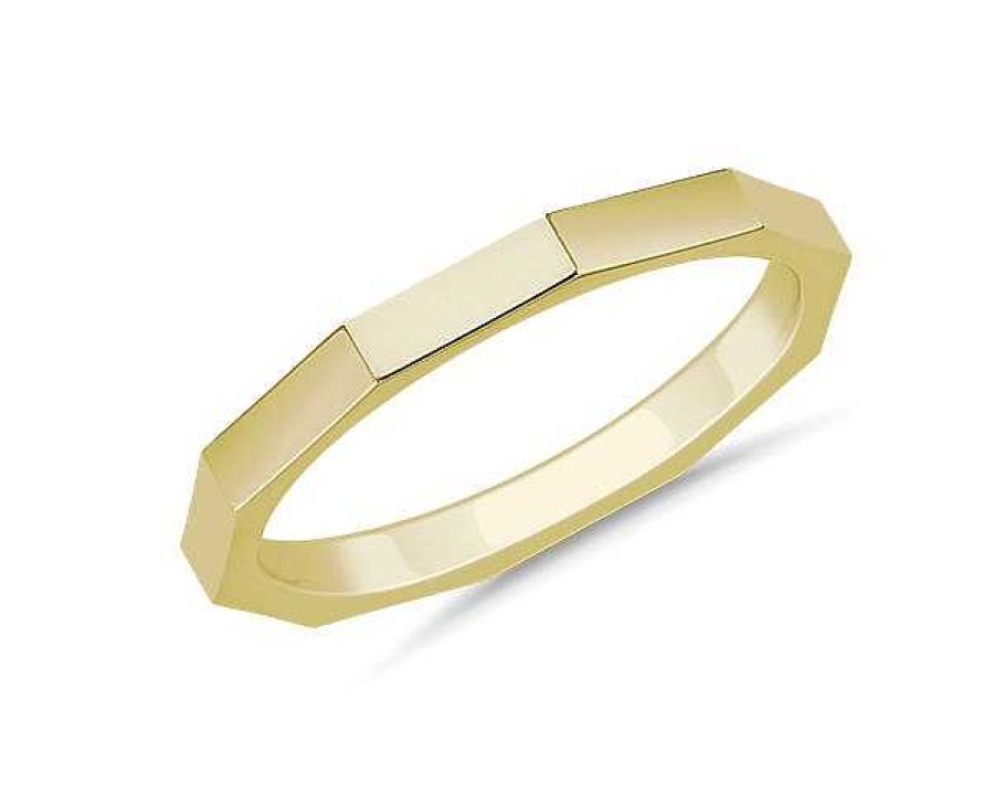 Women'S Rings | Blue Nile Stackable Rectangle Edged Ring In 18K Yellow Gold (2Mm)