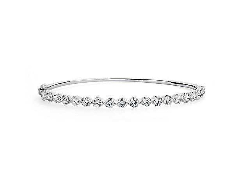 Bracelets | Blue Nile Floating Diamond Bangle In 14K White Gold (5 Ct. Tw.)