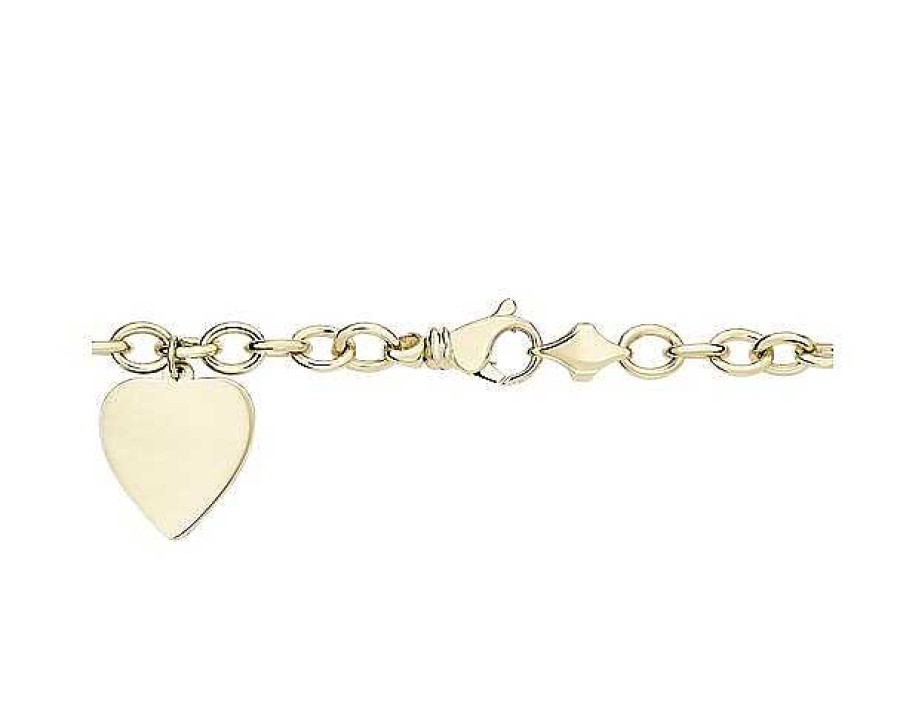 Bracelets | Blue Nile 7.5" Heart Tag Bracelet In 14K Yellow Gold (6 Mm)