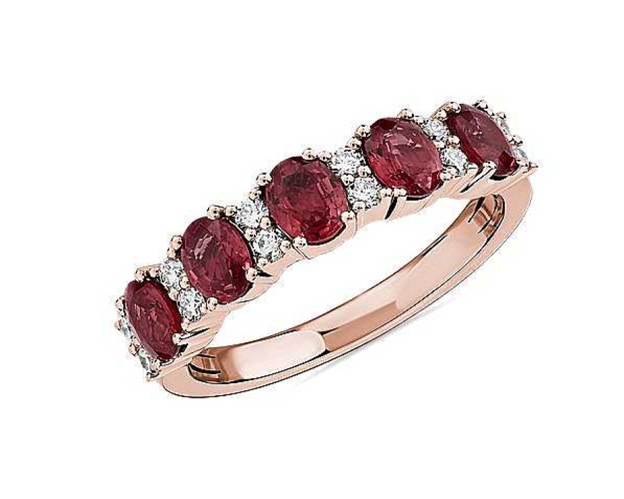 Rings | Blue Nile Ruby And Diamond Five-Stone Ring In 14K Rose Gold