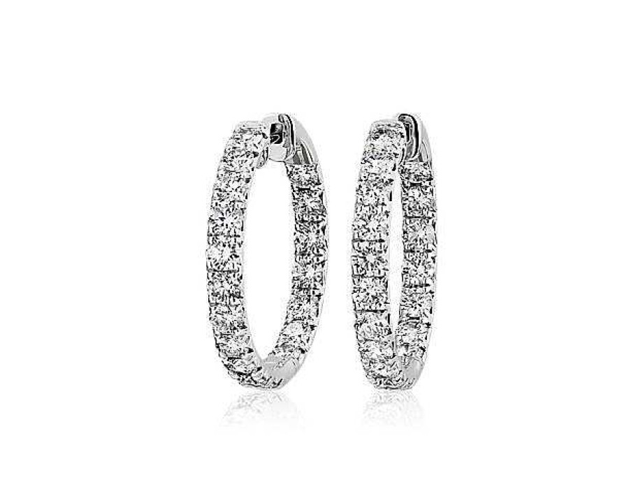 Earrings | Blue Nile Diamond French Pav Inside Out Hoop Earrings In 14K White Gold (5 Ct. Tw.)