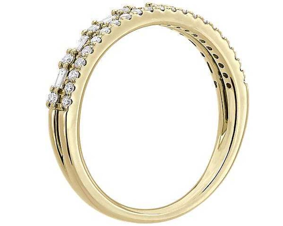 Rings | Blue Nile Two Row Baguette And Pav Diamond Ring In 18K Yellow Gold (1/4 Ct. Tw.)