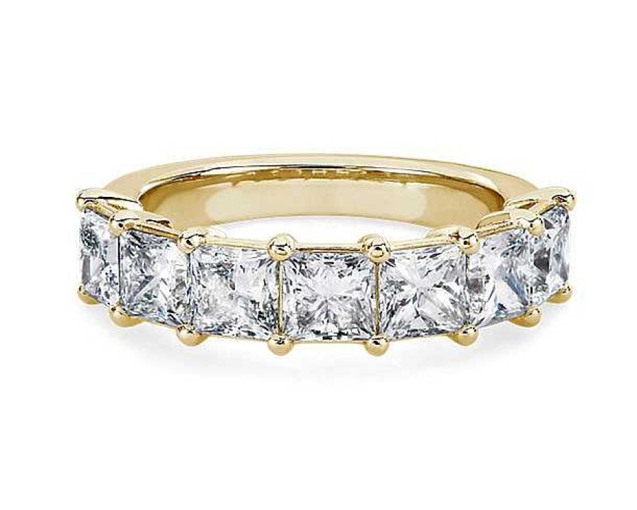 Women'S Rings | Blue Nile Seven Stone Princess Diamond Ring In 14K Yellow Gold (3 Ct. Tw.)