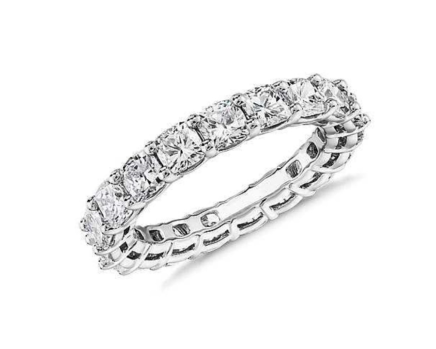 Women'S Rings | Blue Nile Cushion Cut Diamond Eternity Ring In 14K White Gold (4 Ct. Tw.)