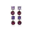 Earrings | Blue Nile Rhodolite And Amethyst Round And Princess Drop Earrings In 14K Yellow Gold