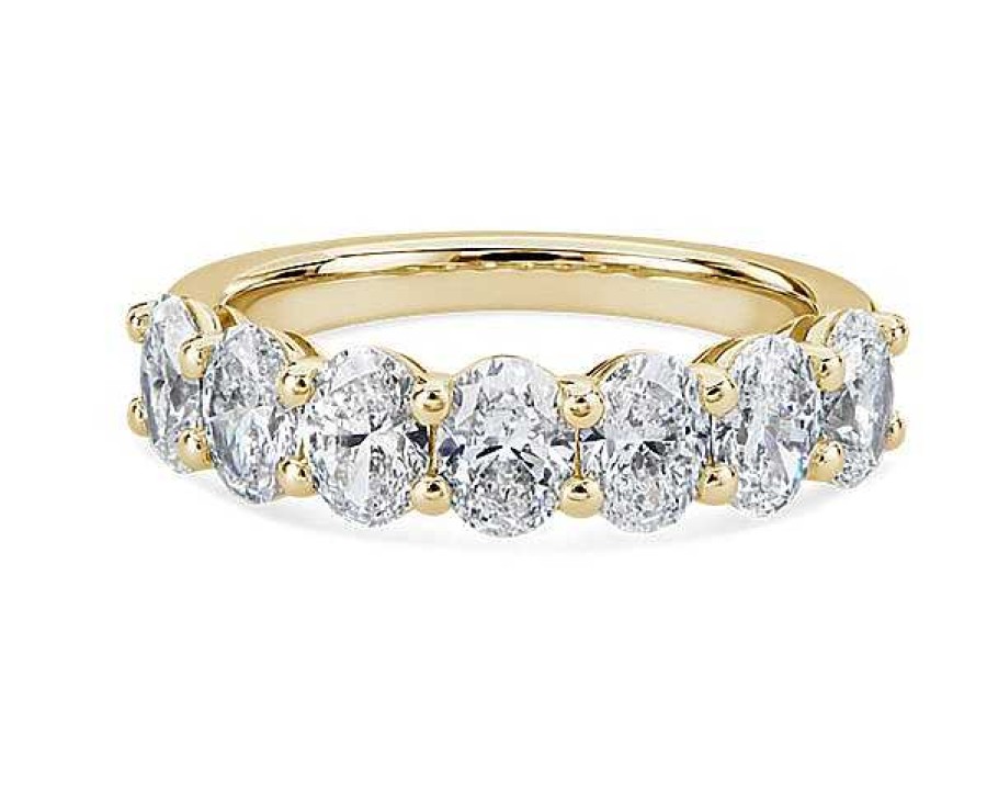 Women'S Rings | Blue Nile Seven Stone Oval Lab Grown Diamond Ring In 14K Yellow Gold (2 Ct. Tw.)