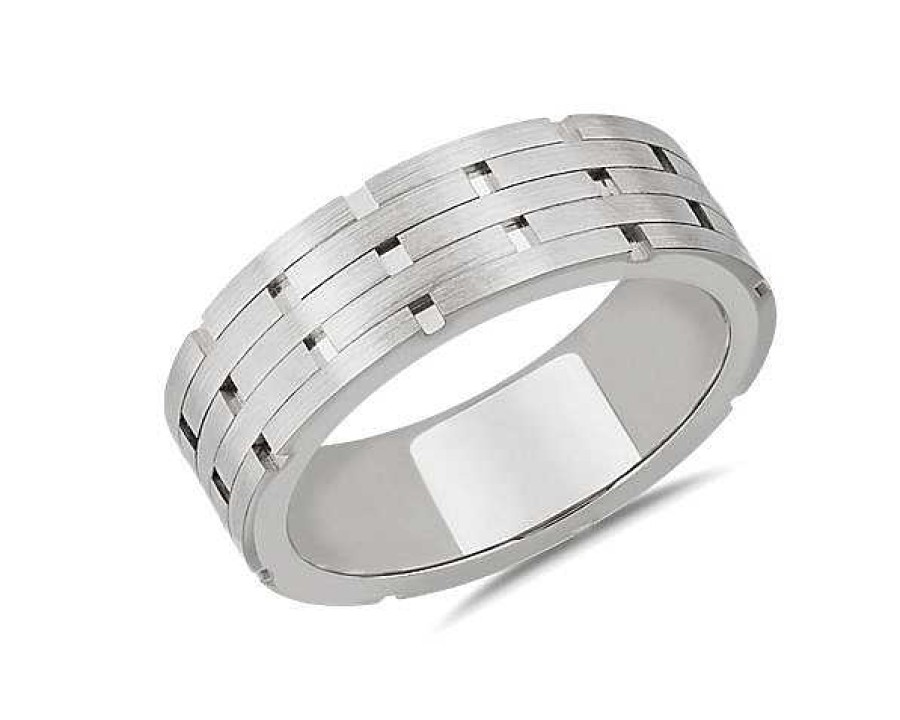 Rings | Blue Nile Architectural Linked Wedding Ring In 18K White Gold (7.5Mm)