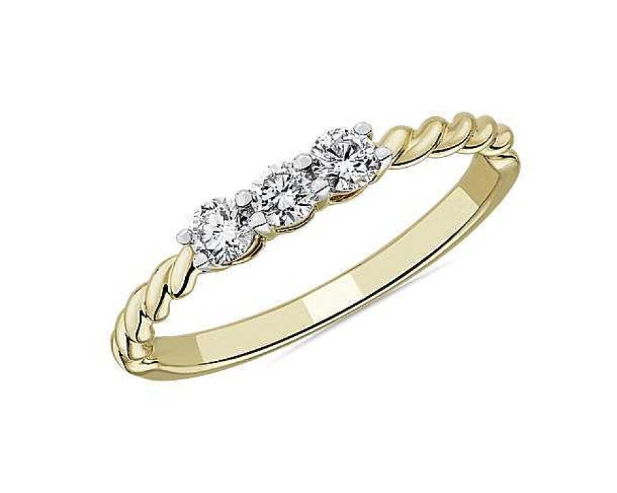 Rings | Blue Nile Mini Three Stone Stackable Ring In 14K Yellow Gold (1/3 Ct. Tw.)