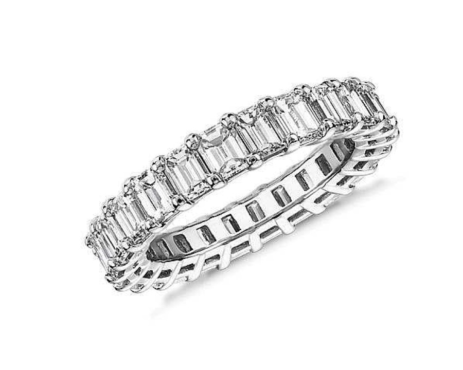 Women'S Rings | Blue Nile Lab Grown Diamond Emerald Cut Eternity Ring In 14K White Gold (4 Ct. Tw.)