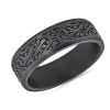 Men'S Rings | Blue Nile Mokume Pattern Beveled Edge Wedding Ring In Tantalum (7Mm)