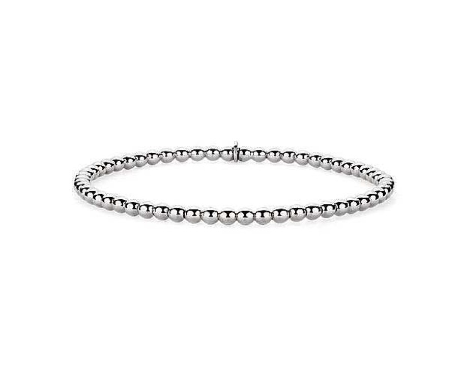 Bracelets | Blue Nile 7" Stretch Bead Bracelet In 14K White Gold (3 Mm)