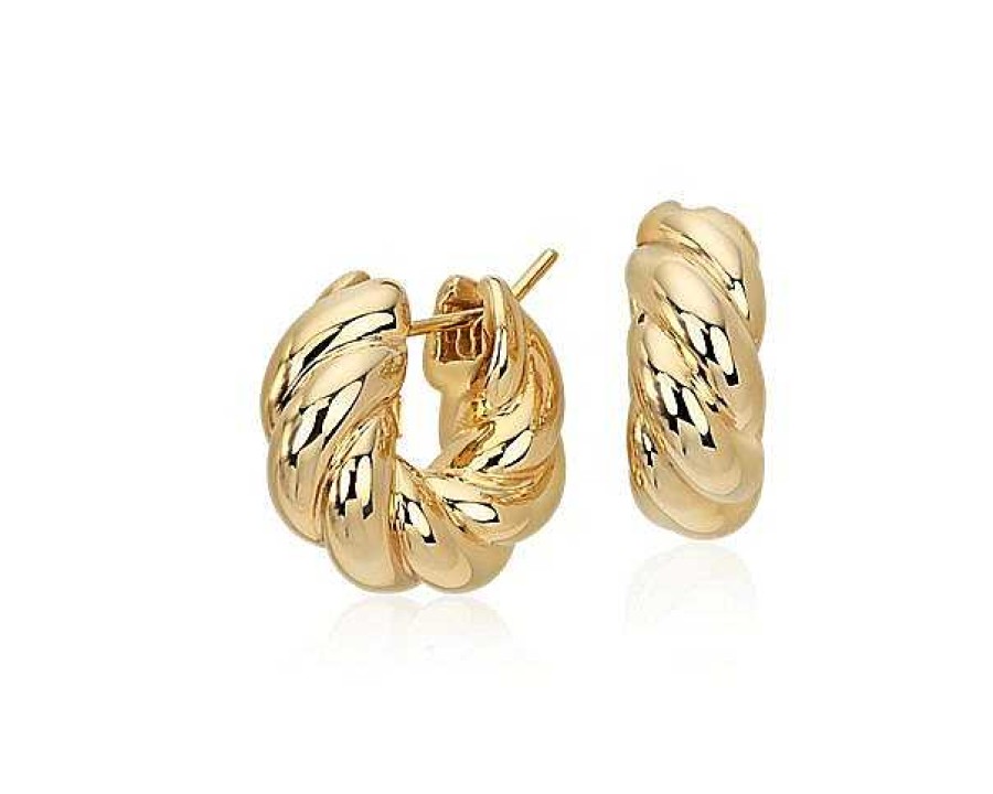 Earrings | Blue Nile Classic Twisted Hoop Earrings In 14K Yellow Gold (7 X 18.5 Mm)