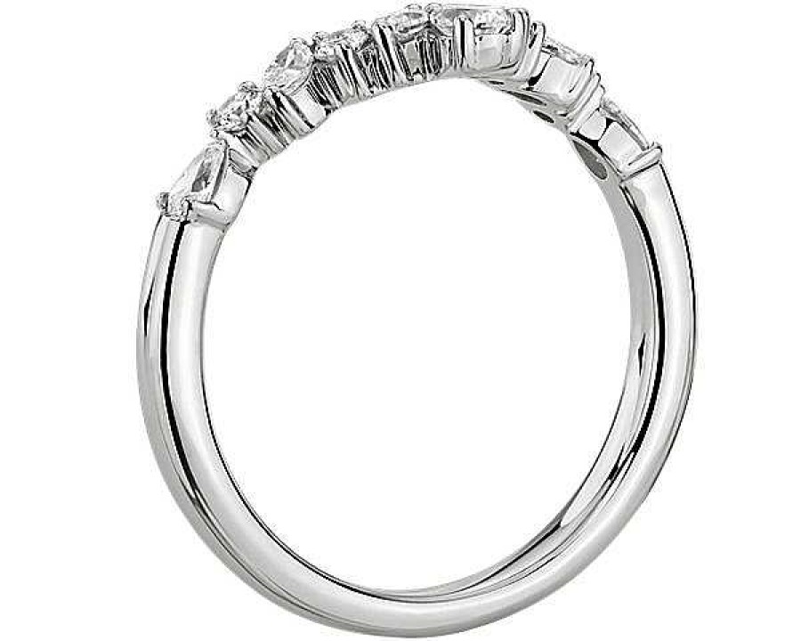 Rings | Blue Nile Mixed Shape Diamond Tiara Curved Wedding Ring In 14K White Gold (1/2 Ct. Tw.)