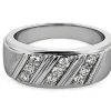 Rings | Blue Nile Men'S Brushed Triple Row Diamond Ring In 14K White Gold (1/2 Ct. Tw.)