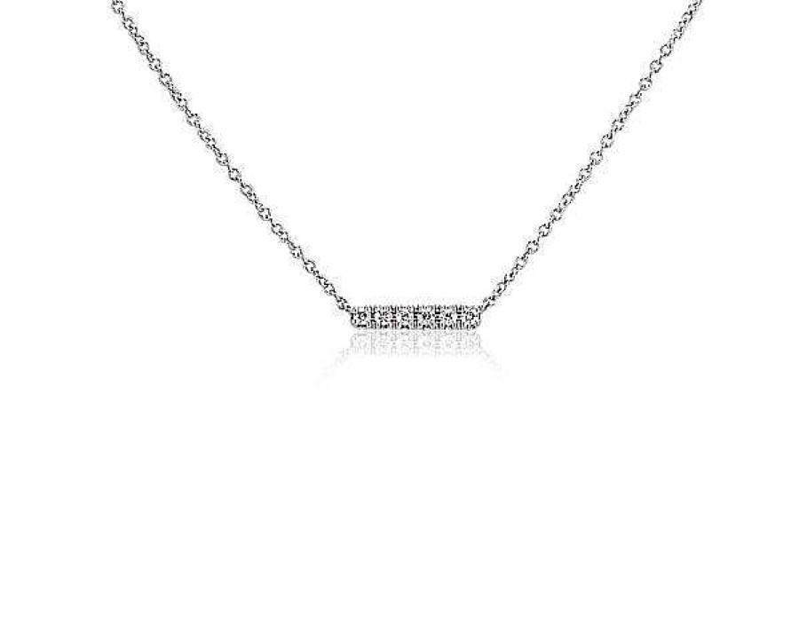 Necklaces | Blue Nile Mini Diamond Bar Necklace In 14K White Gold