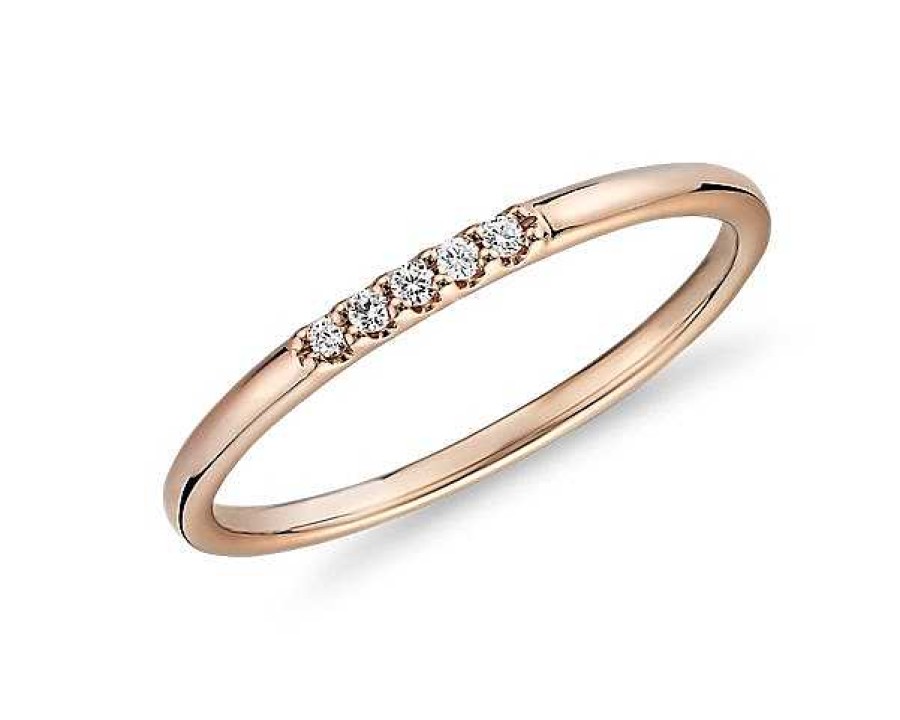 Rings | Blue Nile Ultra Mini Diamond Pav Stackable Fashion Ring In 14K Rose Gold