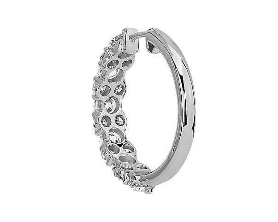 Earrings | Blue Nile Alternating Diamond Hoop Earrings In 14K White Gold (4 1/2 Ct. Tw.)