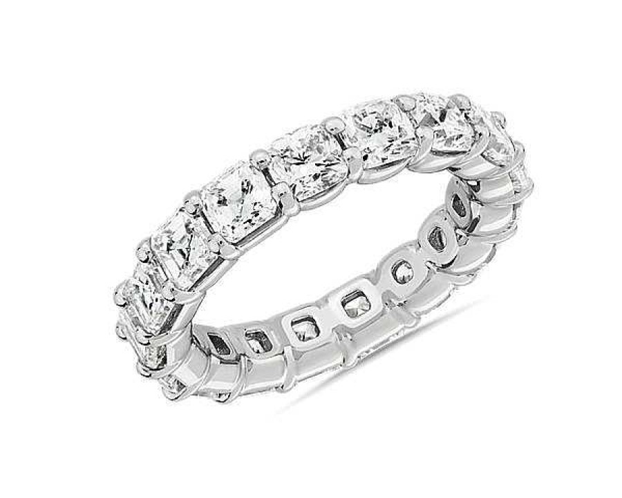 Women'S Rings | Blue Nile Asscher And Cushion Diamond Eternity Ring In Platinum (5 Ct. Tw.)