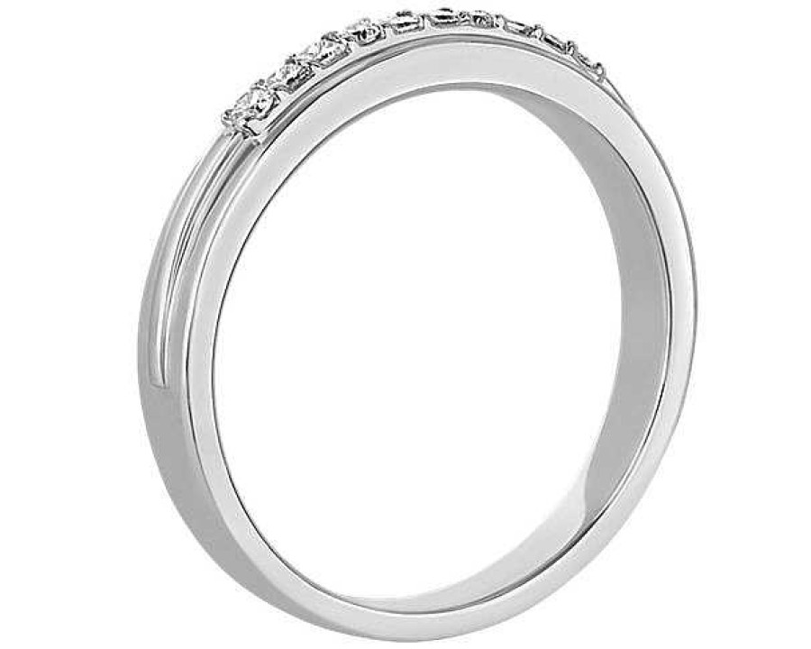 Men'S Rings | Blue Nile Men'S Princess And Round Diamond Wedding Ring In Platinum (1/5 Ct. Tw.)