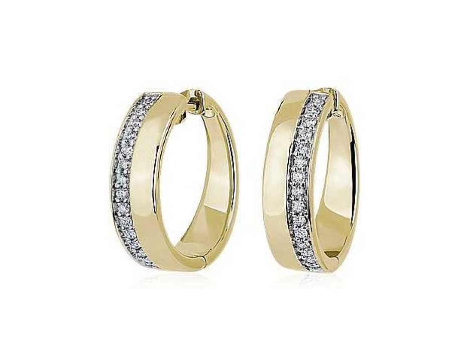 Earrings | Blue Nile Asymmetrical Polished Diamond Hoop Earrings In 14K Yellow Gold (1/2 Ct. Tw.)