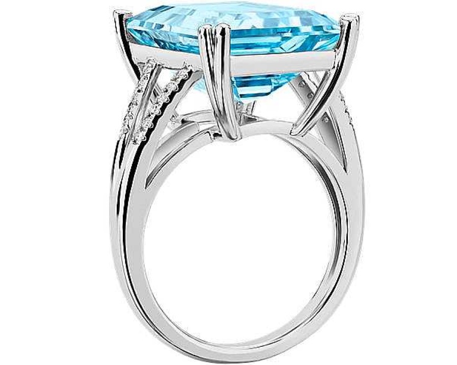 Rings | Blue Nile Sky Blue Topaz And Diamond Cocktail Ring In 14K White Gold