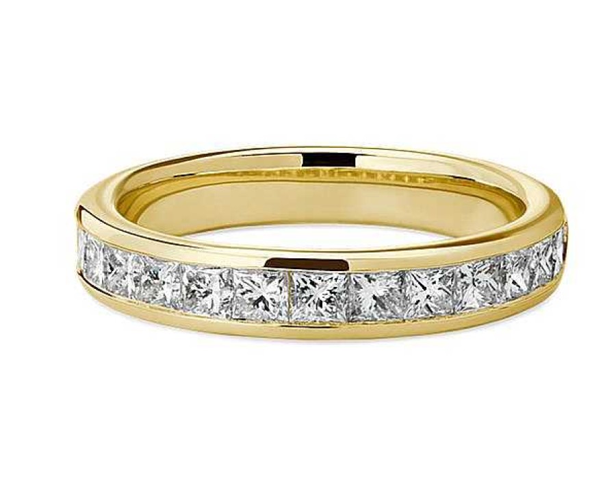 Women'S Rings | Blue Nile Channel Set Princess-Cut Diamond Ring In 18K Yellow Gold (1 Ct. Tw.)