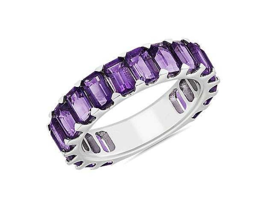 Rings | Blue Nile Octagon Amethyst Eternity Band In Sterling Silver