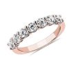 Women'S Rings | Blue Nile Comfort Fit Round Brilliant Seven Stone Diamond Ring In 14K Rose Gold (1 Ct. Tw.)