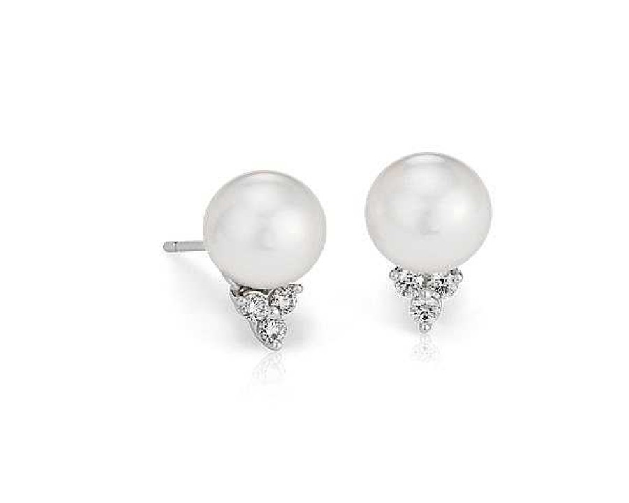 Earrings | Blue Nile South Sea Cultured Pearl And Diamond Stud Earrings In 18K White Gold (9Mm)