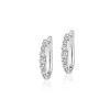 Earrings | Blue Nile Diamond Graduated Milgrain Hoop Earrings In 14K White Gold (1/2 Ct. Tw.)