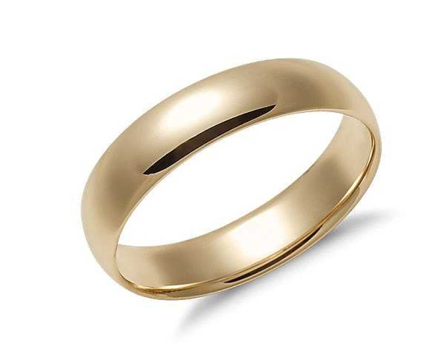 Men'S Rings | Blue Nile Mid-Weight Comfort Fit Wedding Ring In 14K Yellow Gold (5Mm)