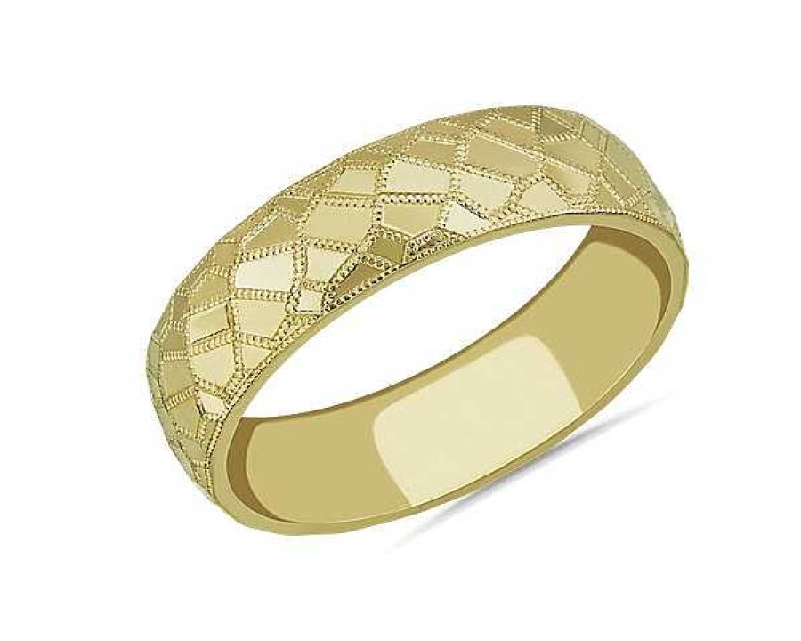 Men'S Rings | Blue Nile Mosaic Polished Wedding Ring In 18K Yellow Gold (6Mm)